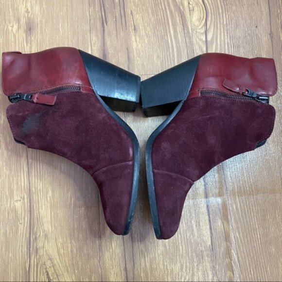 Rag & Bone Margot Burgundy Leather & Suede Boots Size 38.5 - Picture 4 of 9
